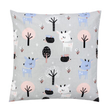 TupTam Children's Decorative Pillow Case Double Sided Design, Deer/Hedgehog/Grey, 80 x 80 cm