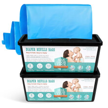 FLYISH DIRECT Nappy Bin Refills, Odor Control, 60 Nappy Disposal Bags, Diaper Pail Refill Bags Compatible with Diaper Genie Signature & Platinum