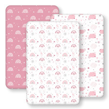 FIEMOL Next to Me Crib Sheets 85x51cm Fitted, 3 Pack Baby Cot Sheets, Ultral Sof