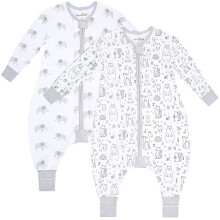 Mama Cheetah Toddler Sleep Sack with Feet 3T - 4T, 1.0 TOG 100% Organic Cotton Baby Sleeping Bag with Legs 2-Pack