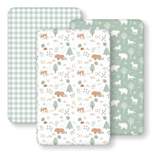 FIEMOL Next to Me Crib Sheets 85x51cm Fitted, 3 Pack Baby Cot Sheets, Ultral Sof