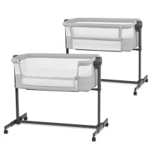 KINDERKRAFT Neste UP 2 Co-Sleeping Cot, Baby Cot with Birth Mattress, Height Adj