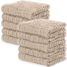 Comfy Cubs Muslin Cloths for Baby Pack of 10 - Soft 6-Layer Cotton for Delicate Skin - 25 x 25 cm Large Size - Absorbent, Durable