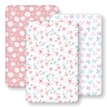 FIEMOL Next to Me Crib Sheets 85x51cm Fitted, 3 Pack Baby Cot Sheets, Ultral Soft & Silky Smooth Microfiber Bedside Crib Fitted Sheets Pink Butterfly