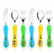 Lehoo Castle Childrens Cutlery, 6 Pcs Vehicles Toddler Cutlery Set Stainless Steel, Includes 2 x Childrens Forks/Knives/Spoons