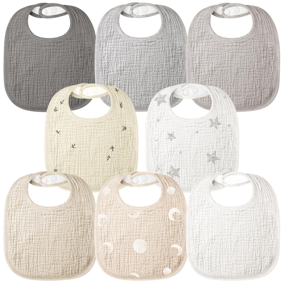 Muslin Baby Dribble Bibs 100% Cotton Baby Bandana Square Drool Bibs For Unisex Baby Girls Boys Toddlers Drooling And Teething ( Forest) Grey Bearmoss