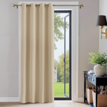 PONY DANCE Beige Eyelet Curtain - Thermal Insulated Privacy Curtain & Drape for Room Darkening & Noise Reducing, 1 Panel