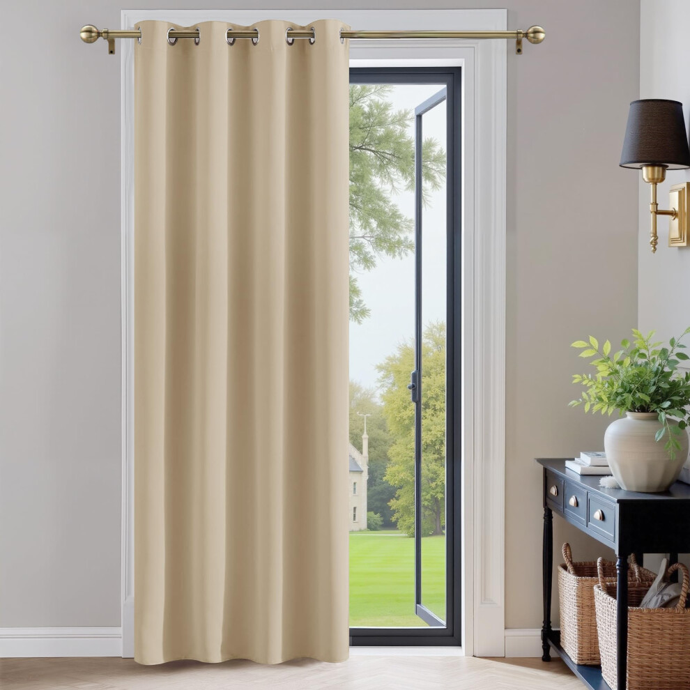 Beige Eyelet Curtain - Thermal Insulated Privacy Curtain & Drape For Room Darkening & Noise Reducing, 1 Panel Cream Pony Dance