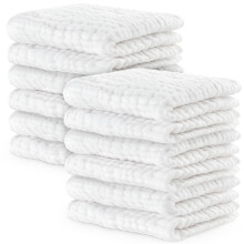 Comfy Cubs Muslin Cloths for Baby 10 Pk - Baby Wash Cloth White | Soft 6-Layer Cotton Baby Muslin Cloths for Delicate Skin