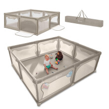 LIONELO Willow XL Baby Playpen from 0-48 Months Large Area 187 cm x 207 cm x 68 cm, Baby Playpen with Breathable Mesh Side Walls