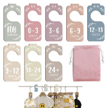8PCS Baby Wardrobe Dividers,Double-Sided Wooden Baby Clothes Dividers,Wardrobe Dividers for Baby Clothes,Baby Age Hanger Dividers for Newborn to 24 M