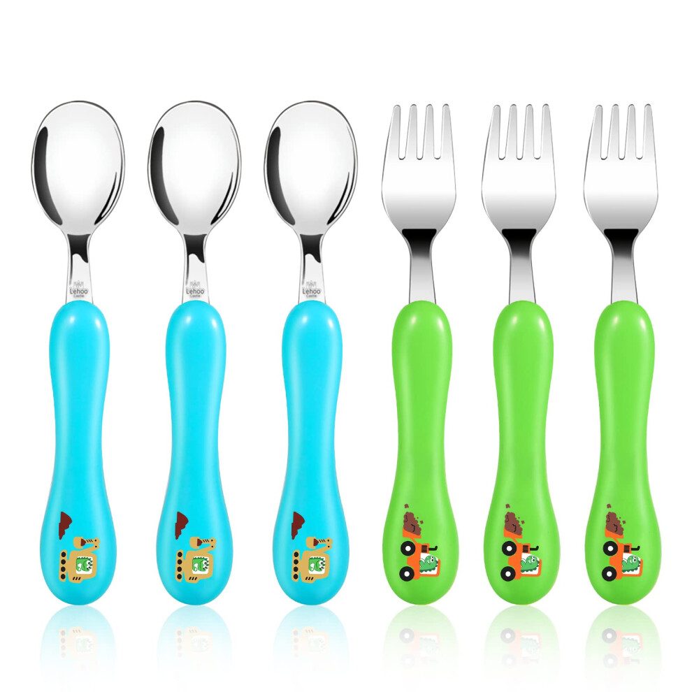 Toddler Fork And Spoon Set, 6Pcs Stainless Steel Children's Cutlery Kids Cutlery Flatware, Incudes3 X Spoons, 3 X Forks (No Knives Lehoo Castle