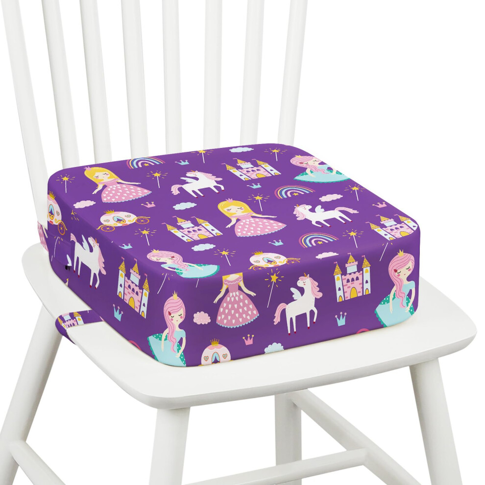 Omedecal Toddler Booster Seat For Dining Table, 10Cm Thick Sponge Kids Booster Cushion With Non-Slip Bottom & 2 Adjustable Straps