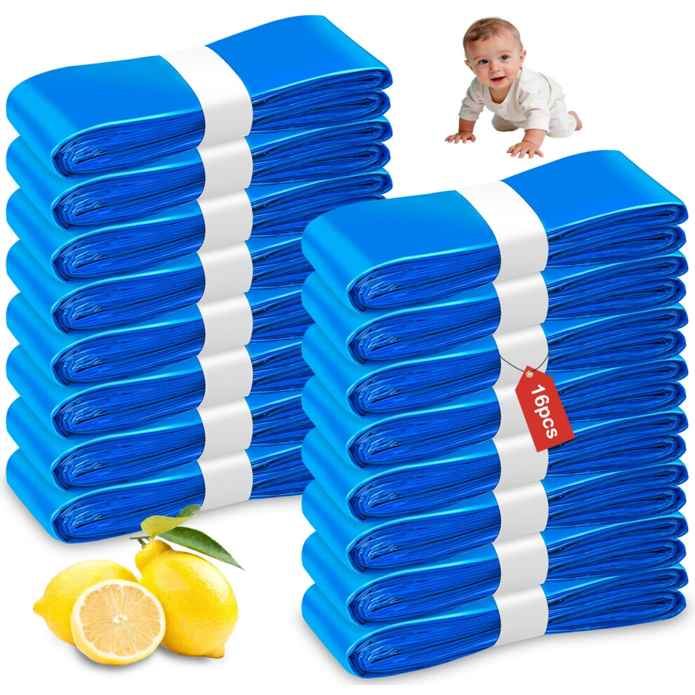 16 Pack Nappy Bin Refills, Diaper Pail Refill Bags Compatible With Angelcare And Spross Diaper, Twist & Click And All Others Glorha
