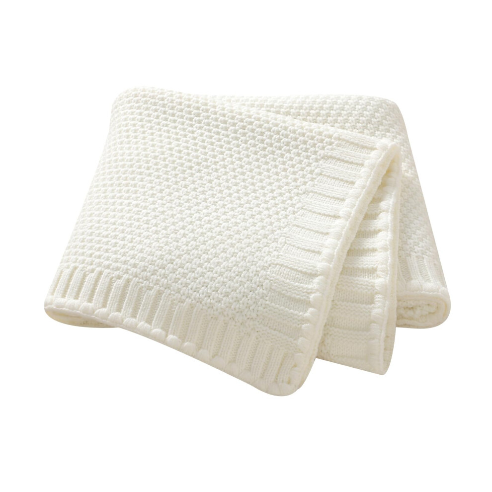 Cellular Baby Blanket Knitted Cozy Soft Crib Stroller Receiving Swaddle Blankets For Newborn Boys Girls 100 * 80Cm White Neiwech