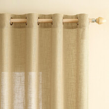 EMEMA Curtains Linen Curtain with Eyelets Voile Curtain Linen Look Modern Semi-Transparent for Living Room Decorative Curtain Children's Room Tab-Top