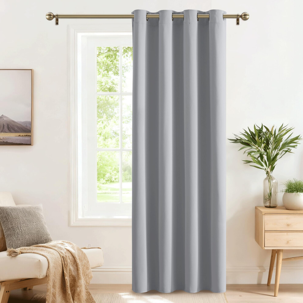 Large Thermal Blackout Curtain - Silver Grey Eyelet Curtain Room Darkening Extra Long Panel Privacy Protected Nursery Window Treatment Silver,Grey Pony Dance