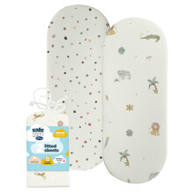 Silentnight Safe Nights Fitted Sheet - Moses Basket Mattress - Breathable 100% Cotton Jersey - Super Soft Kind to Baby Skin