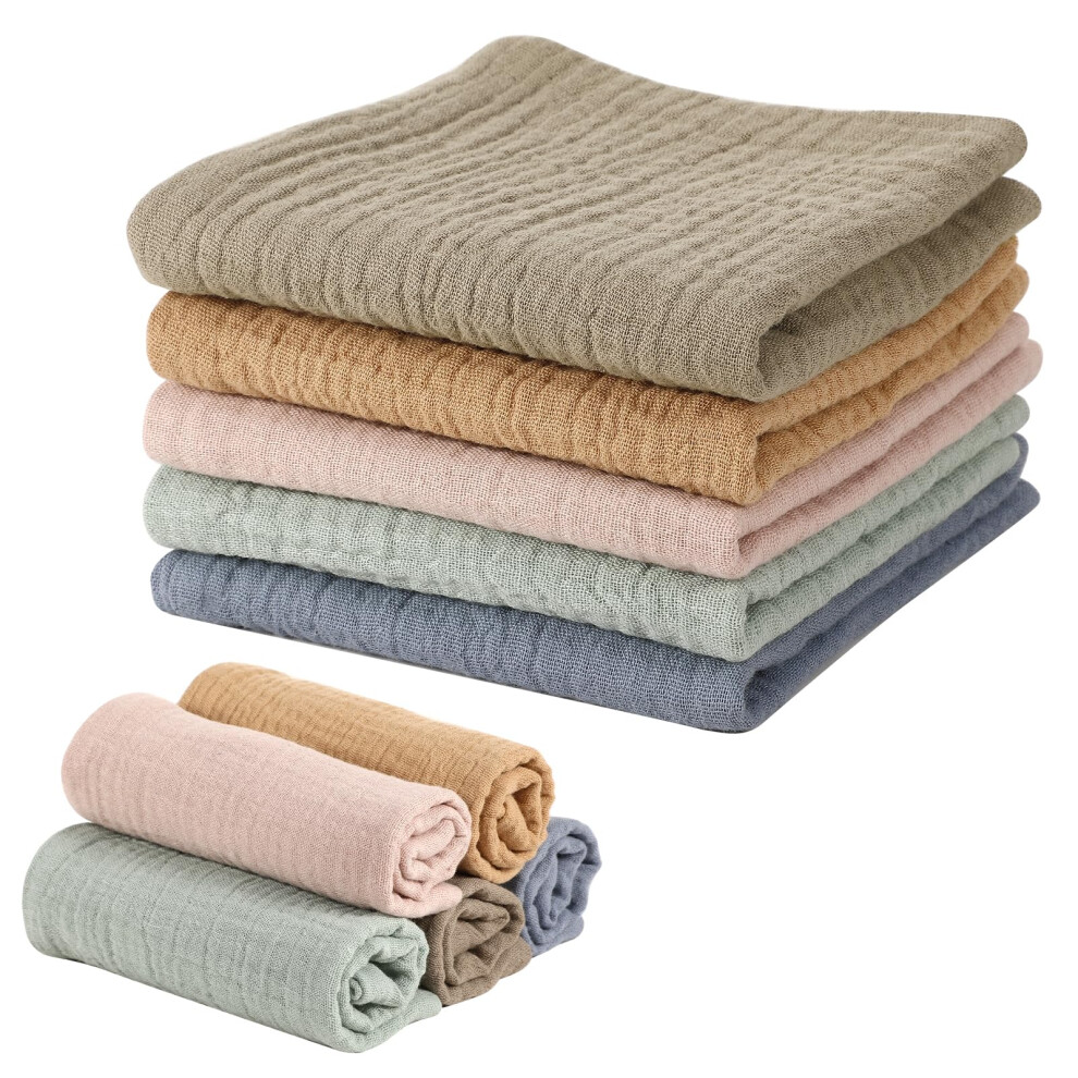 5 Pack Muslin Cloths For Baby Cotton Squares Baby Muslin Cloths Washcloths Muslins For Newborn Wiping Bathing Feeding Meng Jiaran