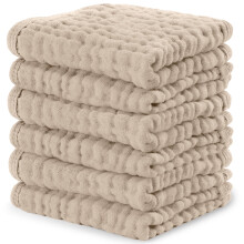 Comfy Cubs Muslin Cloths for Baby Pack of 6 - Soft 6-Layer Cotton for Delicate Skin - 25 x 25 cm Large Size - Absorbent, Durable