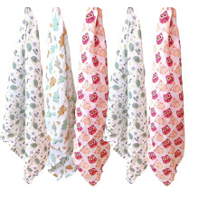 Sasma Home 100% Natural Cotton Baby Muslin Squares - 6 Pack Large Muslin Swaddle Blanket 70x70cm Beautiful Printed Unisex Soft Wash Cloths