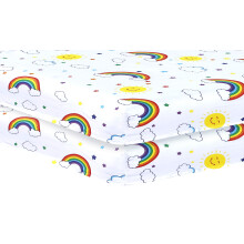 DTEX HOMES 2 x Cot Bed Sheets Super Soft Breathable Polycotton Fitted Sheet 140 x 70 cm (Rainbow)
