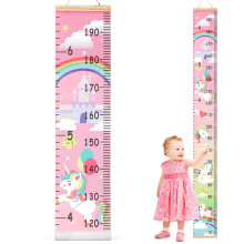 HIFOT Kids Growth Chart Height Measuring Chart,Unicorn Canvas Wall Hanging Rulers for Baby Children Girls Bedroom Decor 74.8''* 7.87''
