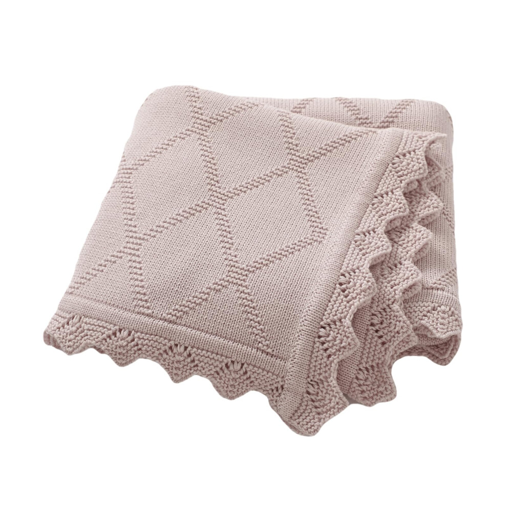 Mimixiong Baby Blanket 100% Cotton Knitted Soft Knit Crochet Blankets For Newborn Boy Girls Toddler 100X80cm (Pink Purple)