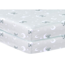 DTEX HOMES 2 x Cot Bed Sheets Super Soft Breathable Polycotton Fitted Sheet 140 x 70 cm (Sleeping Moon Teddy)