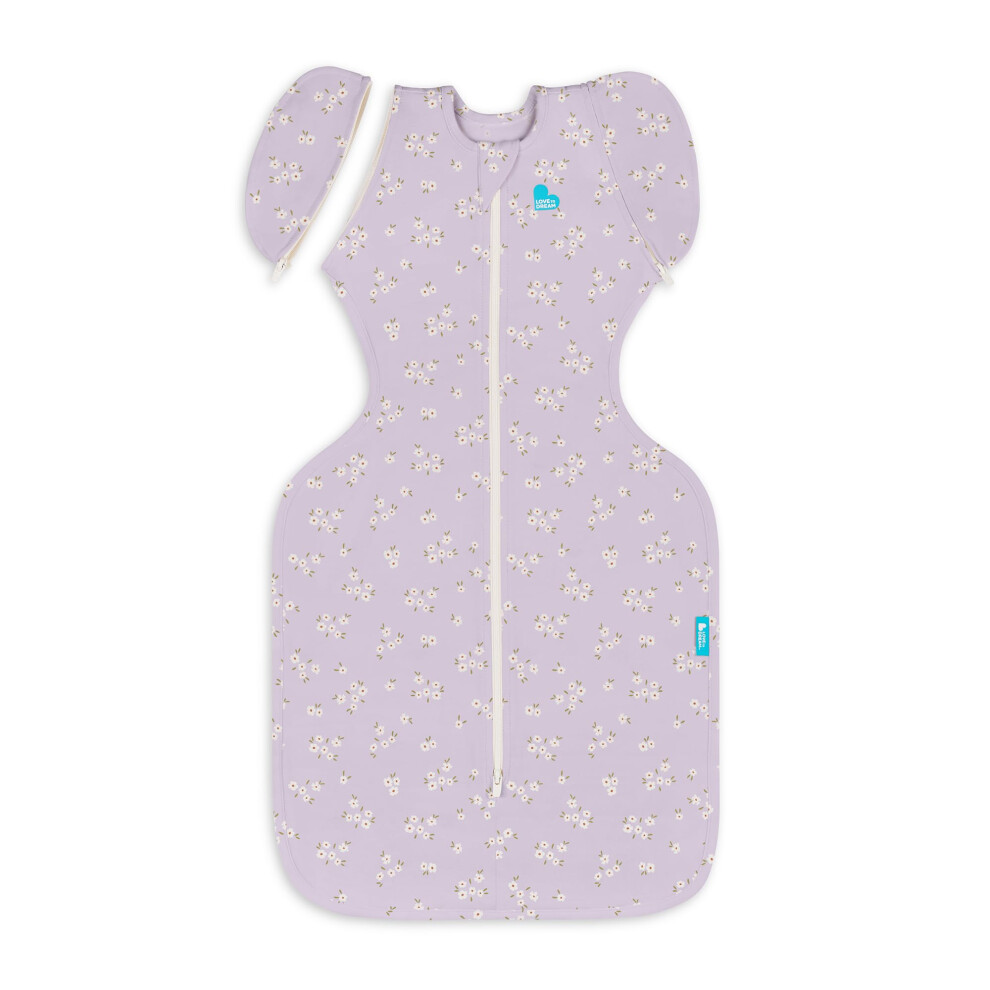 Love To Dream Swaddle Up Transition Bag, Medium 6–8.5 Kg |Lilac Meadow | Snug Fit With Zip-Off Wings | 1.0 Tog Ideal For Spring & Summer (20–24C)