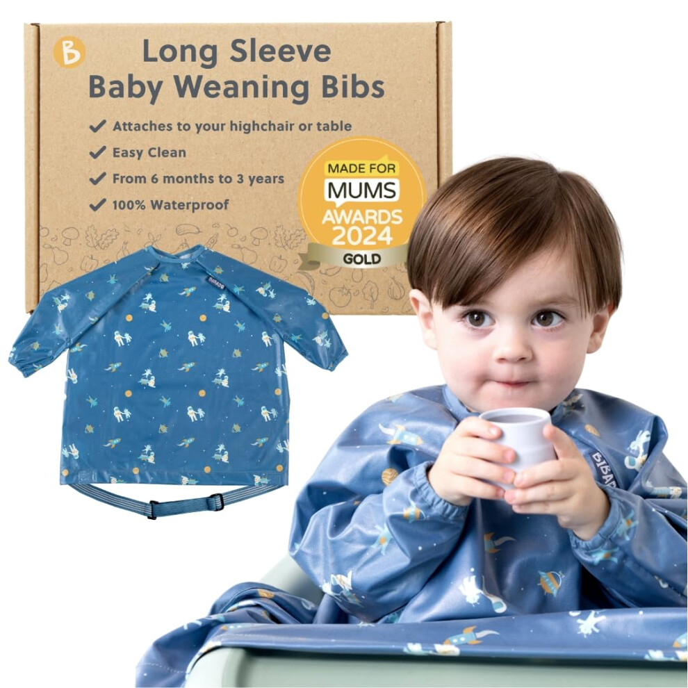 Bibado - Long Sleeve Baby Bibs - Babies & Toddlers 6-36 Months - Coverall Baby Weaning Bib - Easy Wipe Clean & Soft Fabric