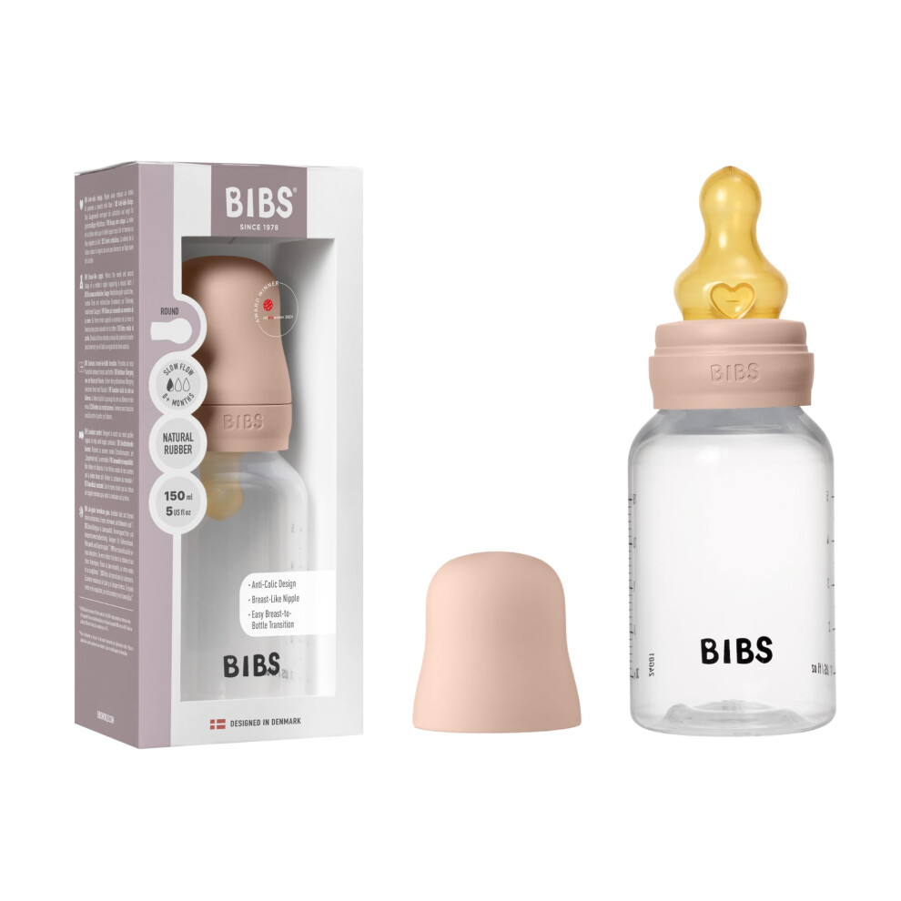 Bibs Baby Bottle 150 Ml Natural Rubber Latex Teat - Anti-Colic, Bpa-Free, Round Teat, Slow Flow, Lightweight & Easy To Clean