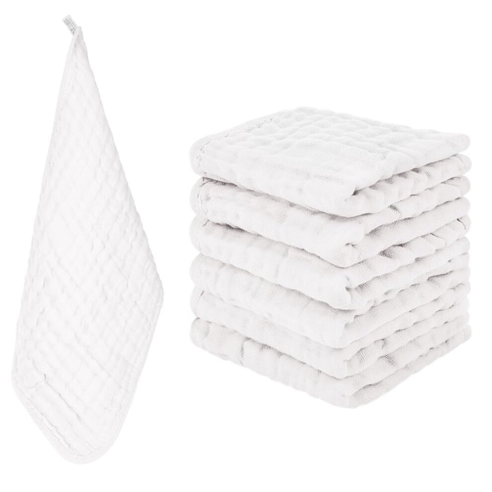 Ayesy Muslin Squares Cloth For Baby, 6Pack 25Cm X 50Cm Muslin Burp Cloths 100% Cotton 6 Layers Extra Soft And Absorbent Baby Burp Cloth Set For