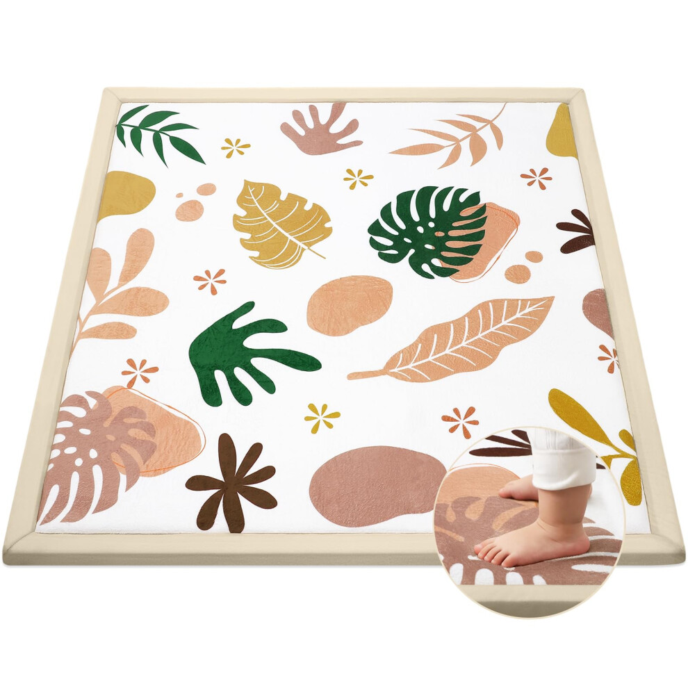 Baby Play Mat For Crawling And Play, 127 * 127Cm 3Cm Thick Foam Soft Flannel Rug Coral Omedecal