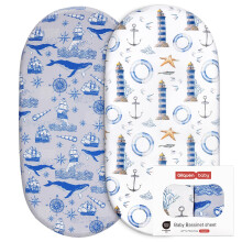 GLLQUEN BABY 2 Pack Moses Basket Fitted Sheets, Newborn Pram Sheets Fitted, 100% Microfiber Oeko-tex100 Cozy and Breathable Crib Baby Bassinet Sheets
