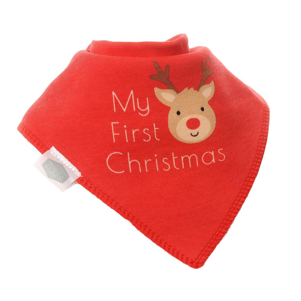 Baby - Bandana Dribble Bibs - Cotton Front Baby Bibs - My First Christmas - Newborn Gifts -Reindeer Ziggle