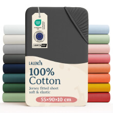 Laleni Jersey Fitted Sheet 55 x 90 cm Co-Sleeping Crib, Oeko-Tex Certified 100% Cotton Cradle Cover, Stroller Fitted Sheet, Baby Bedding Anthracite
