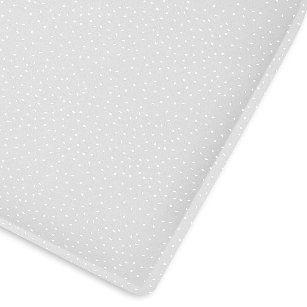 The Little Sheep Cot Fitted Sheet, Organic Linen & Cotton Blend Sheet Fits Cot Beds 60X120cm To 70X140cm, Dove With Rice Print Green/Grey/White The Little Green Sheep