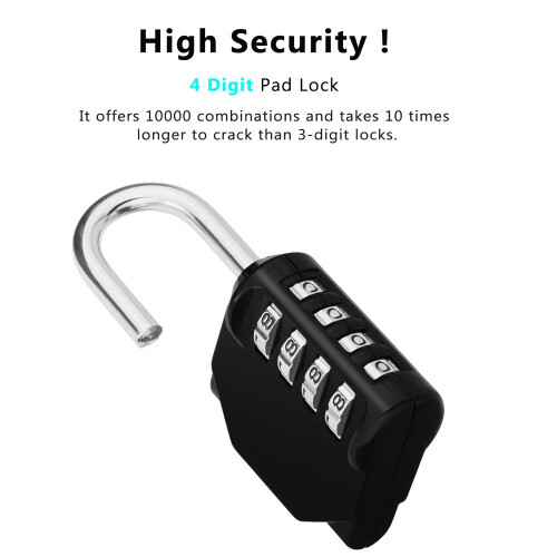 ZHEGE Combination Padlocks, 4 Digit Combination Locks (Black, 2P) 1