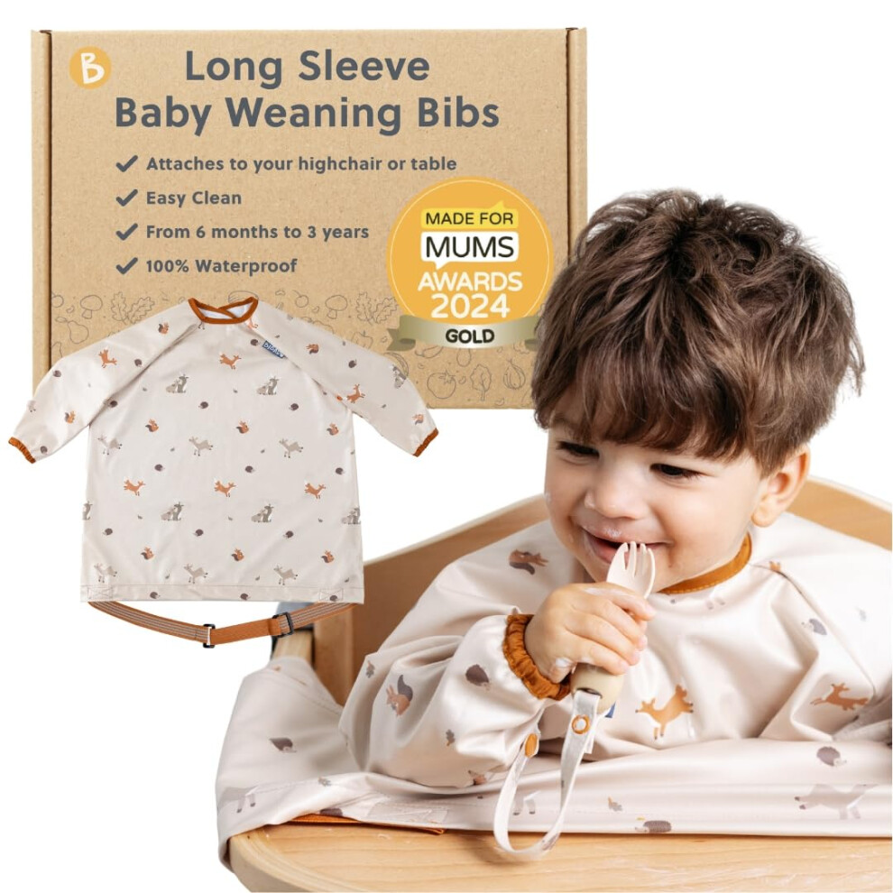 Bibado - Long Sleeve Baby Bibs - Babies & Toddlers 6-36 Months - Coverall Baby Weaning Bib - Easy Wipe Clean & Soft Fabric