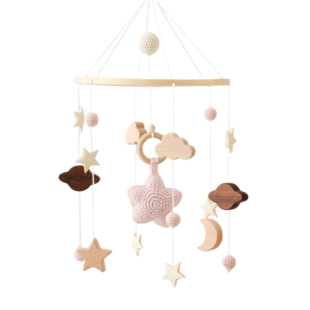 Promise Babe Promise Baby Wind Chimes With Clouds Moon Stars Mobile Handmade Wooden Crocheted Baby Newborn Boy Girl Bed Bell Pendant For Hanging