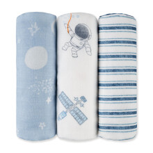 GLLQUEN BABY Muslin Squares Cloth for Baby, 3pack 70cm x 70cm Cotton Burp Cloths for Newborn, Absorbent & Breathable and Ideal to Clean(Astronaut)