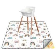 Thick High Chair Splash Mat 51″, 4 Layer Waterproof Splat Mat with Anti Slip Bottom, Baby Mess Mat for Art/Crafts/Painting/Playtime/Picnic Mat