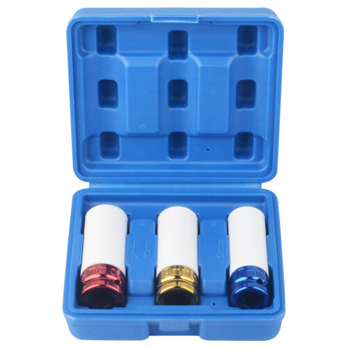 1/2-Inch Drive Metric Extra Thin Wall Deep Wheel Protector Impact Socket Set, 3 Size, 17, 19, 21 mm 2