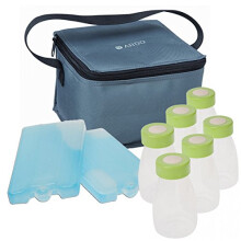 Ardo Breast Milk Cool Bag Complete. Insulated Storage Cooler Bag for Safe Transport of Breastmilk. Includes 6 Bottles