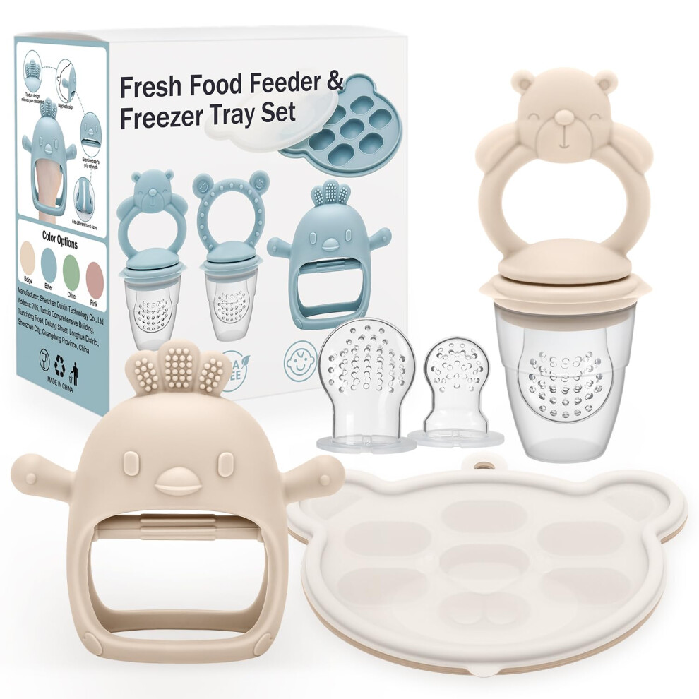 Baby Fruit Food Feeder, Mini Freezer Tray Combo, Breastmilk Popsicle Freezer Molds Cldy