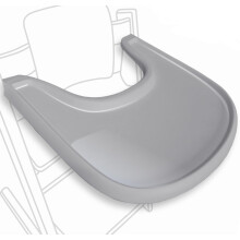 High Chair Table Compatible with Stokke Tripp Trapp Chair with Powerful Smooth Suction Surface, Ergonomic Curved Design, Shiny Grey - BPA Free, Easy