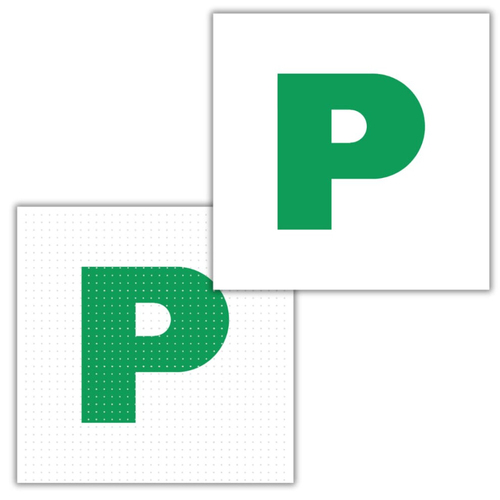 P Plate Stickers For New Driver | Micro-Perforated Tech: See-Through Inside, Bold Outside | Includes Both Micro-Perforated & Solid Vinyl Stickers 5051226433849