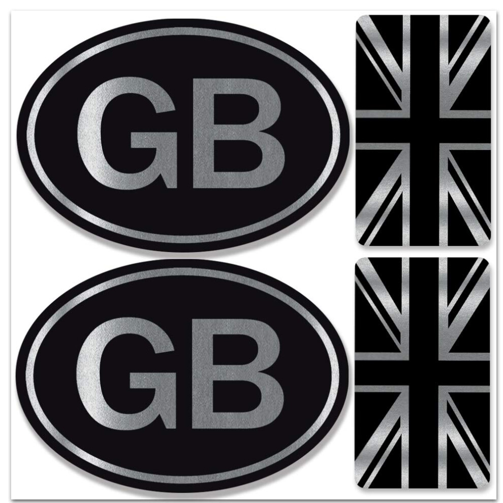 Biomar Labs Set (4Pcs) Vinyl Decals Stickers United Kingdom Uk Flag Union Jack Gb Great Britain British England Car Motorcycle Bike Scooter Silver 5051226427879