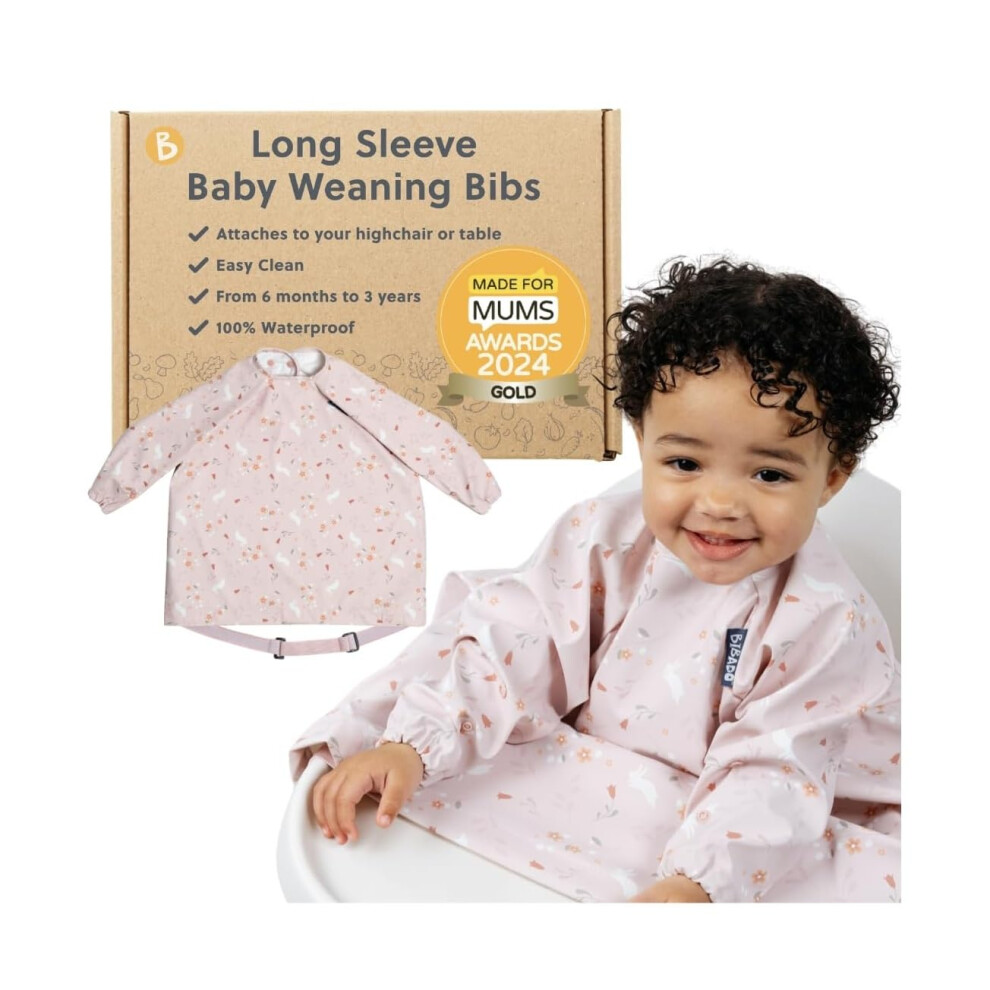 Bibado - Long Sleeve Baby Bibs - Babies & Toddlers 6-36 Months - Coverall Baby Weaning Bib - Easy Wipe Clean & Soft Fabric